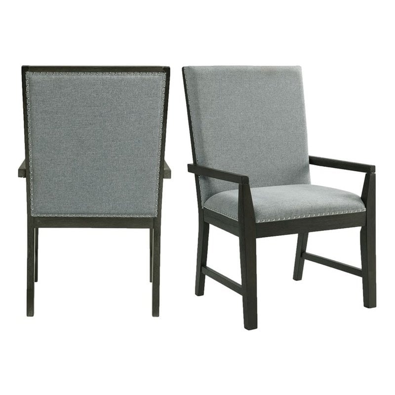 Maklaine Transitional Wood Standard Height Arm Chair Set in Gray