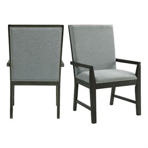 Maklaine Transitional Wood Standard Height Arm Chair Set in Gray