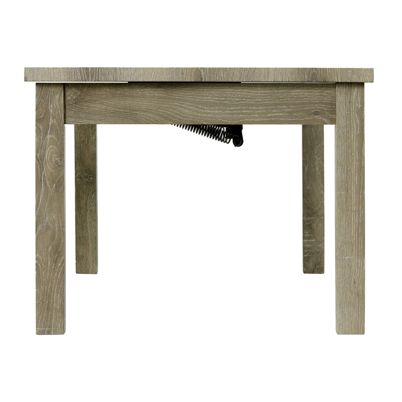 Maklaine Transitional Wood 3PC Occasional Table Set with Lift Top in Oak