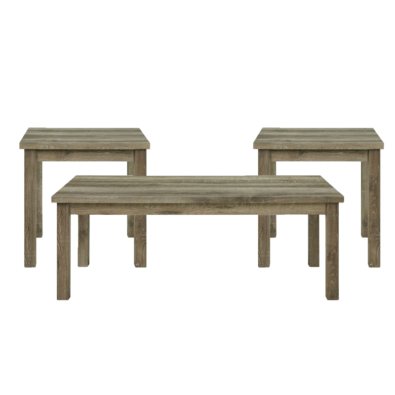 Maklaine Transitional Wood 3PC Occasional Table Set with Lift Top in Oak