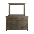 Maklaine Wood 7-Drawers Bedroom Dresser with Mirror Set in Brown