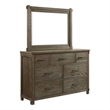 Maklaine Wood 7-Drawers Bedroom Dresser with Mirror Set in Brown
