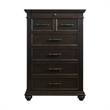 Maklaine Transitional Styled Wood 6-Drawer Chest in Black Finish