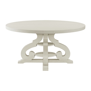Maklaine Transitional Wood Round Dining Table in White Finish