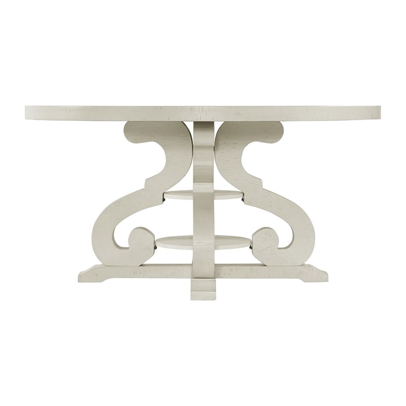 Maklaine Transitional Wood Round Dining Table in White Finish