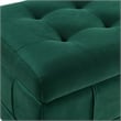 Maklaine Modern Velvet Tufted Storage Ottoman in Green Finish