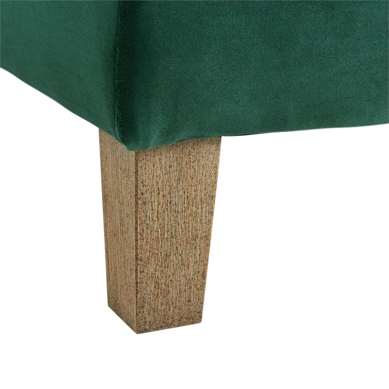 Maklaine Modern Velvet Tufted Storage Ottoman in Green Finish