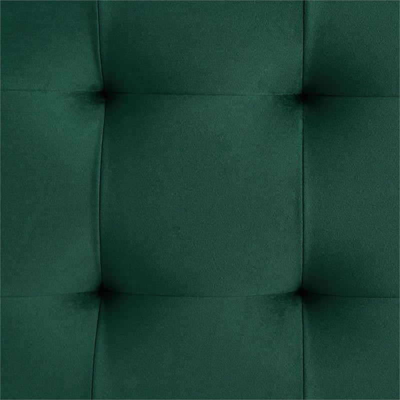 Maklaine Modern Velvet Tufted Storage Ottoman in Green Finish