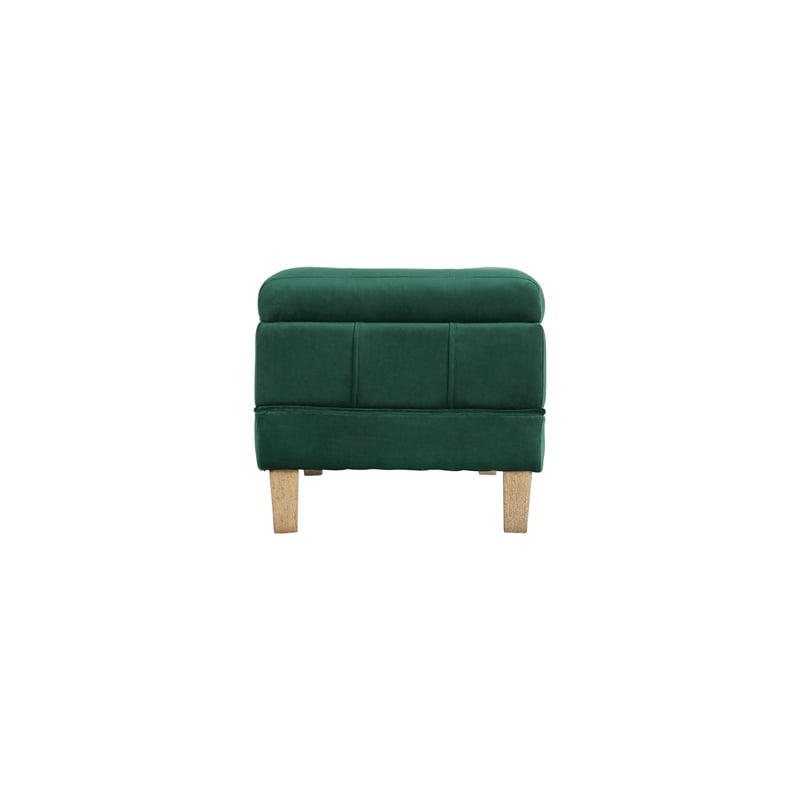 Maklaine Modern Velvet Tufted Storage Ottoman in Green Finish