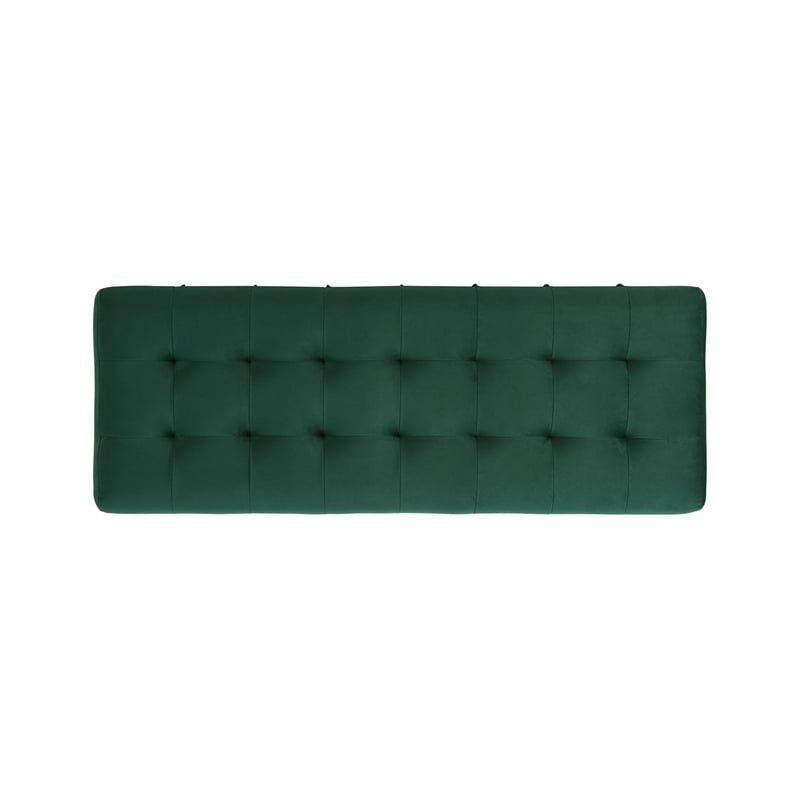 Maklaine Modern Velvet Tufted Storage Ottoman in Green Finish