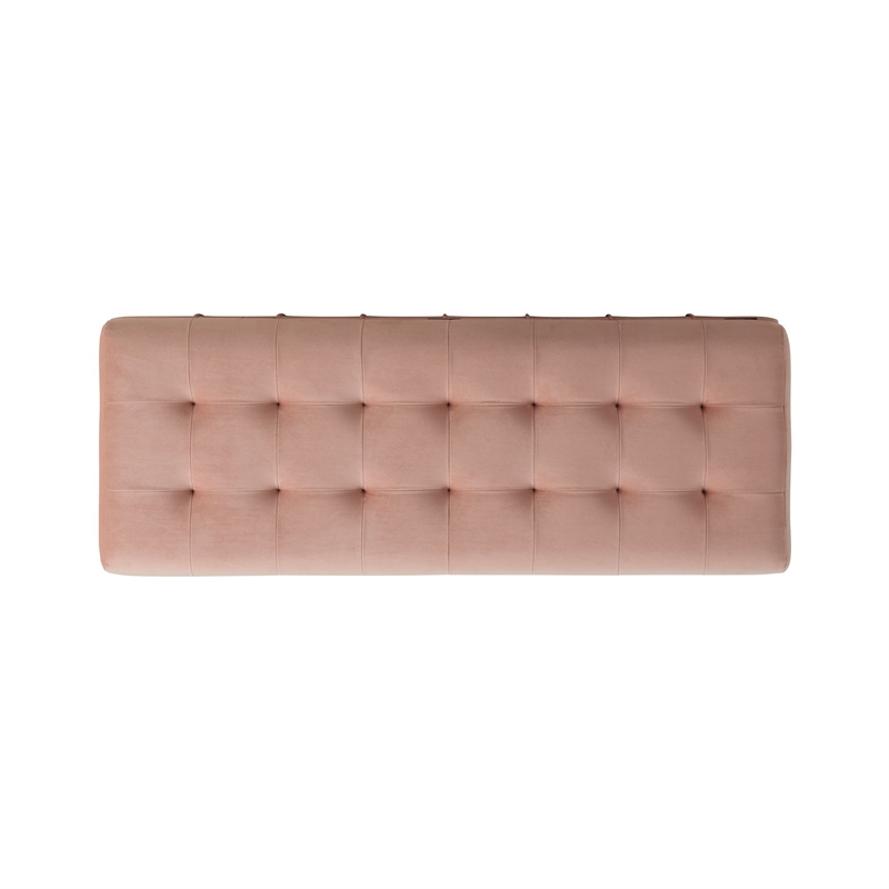 Maklaine Modern Velvet Tufted Storage Ottoman in Pink Finish