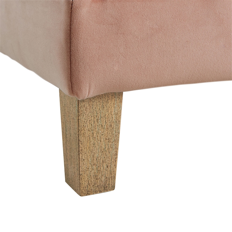 Maklaine Modern Velvet Tufted Storage Ottoman in Pink Finish