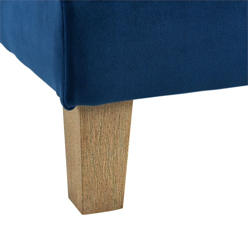 Maklaine Modern Velvet Tufted Storage Ottoman in Blue Finish