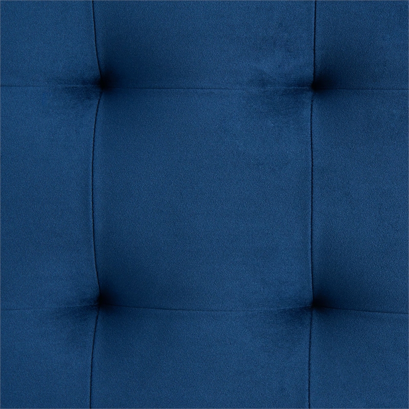 Maklaine Modern Velvet Tufted Storage Ottoman in Blue Finish