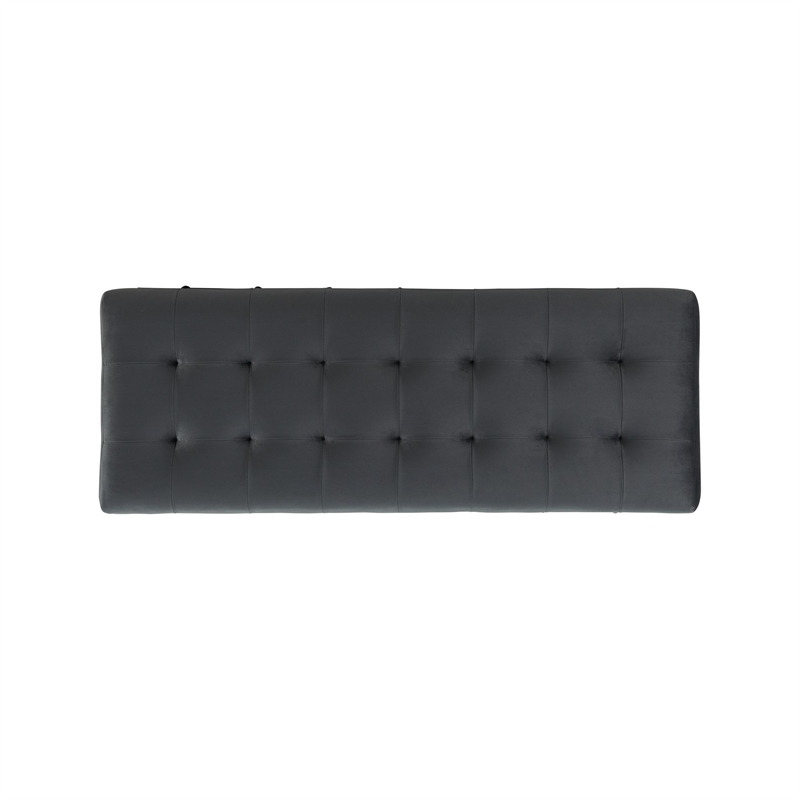 Maklaine Modern Velvet Tufted Storage Ottoman in Gray Finish