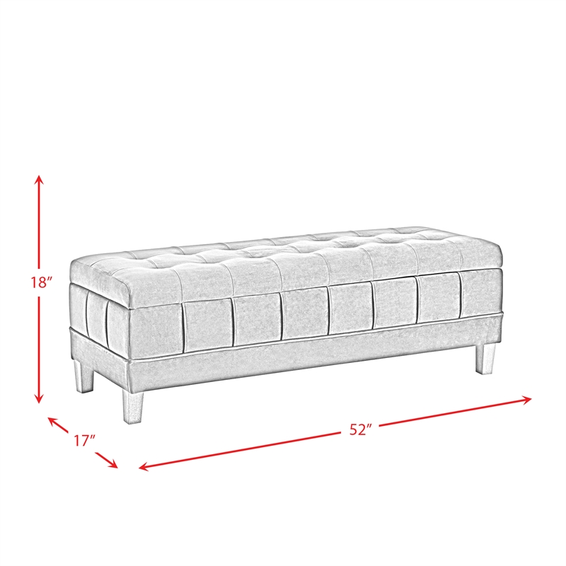 Maklaine Modern Velvet Tufted Storage Ottoman in Gray Finish