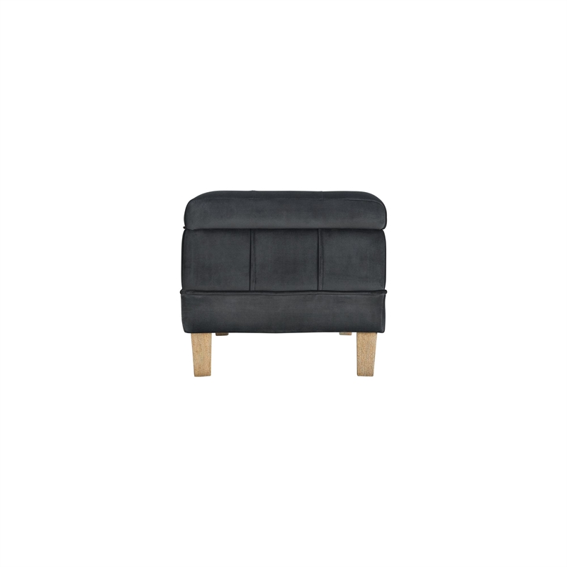 Maklaine Modern Velvet Tufted Storage Ottoman in Gray Finish