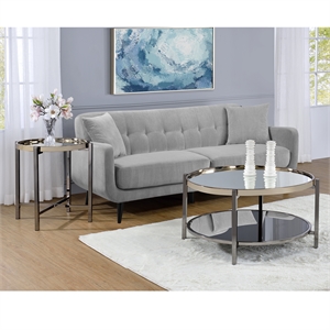 maklaine 2 piece tempered glass and metal occasional table set in gold/slate