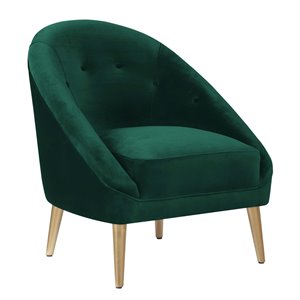 maklaine modern glam fabric accent barrel style chair in emerald finish