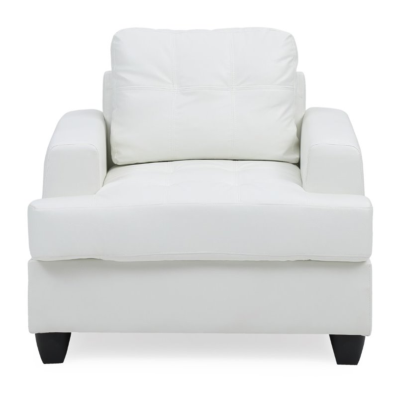 Maklaine Transitional Faux Leather Tufted Seat Chair in White