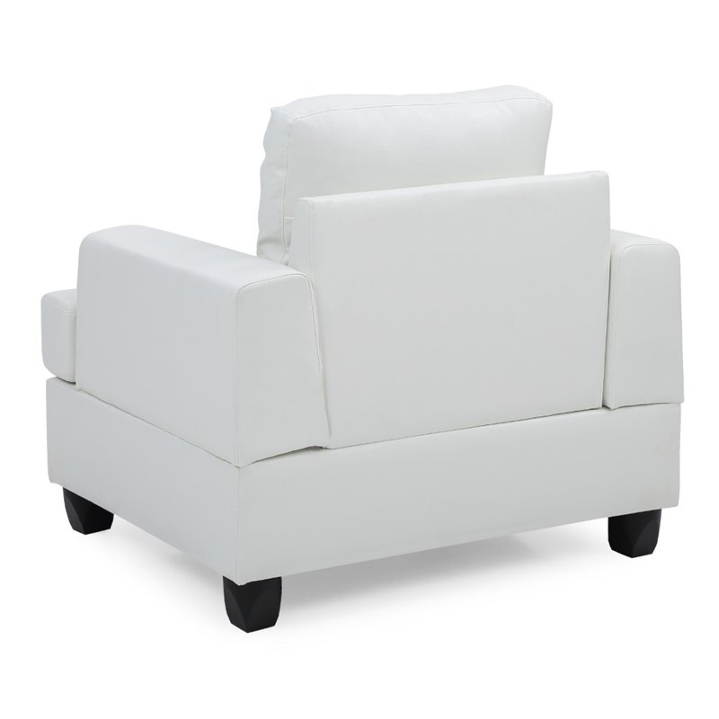 Maklaine Transitional Faux Leather Tufted Seat Chair in White
