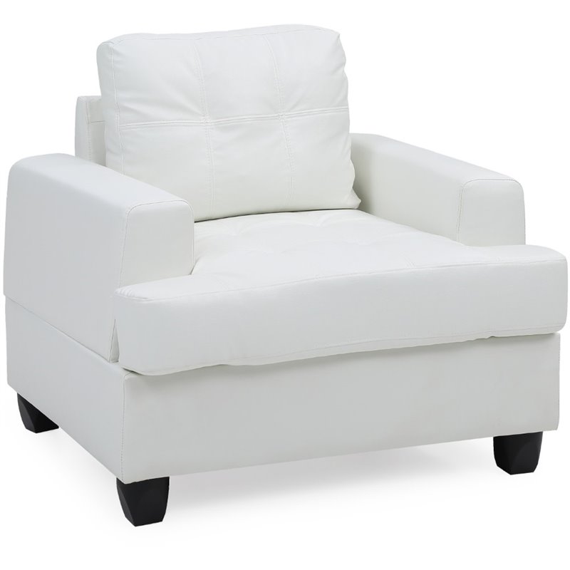 Maklaine Transitional Faux Leather Tufted Seat Chair in White