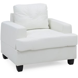 maklaine transitional faux leather tufted seat chair in white