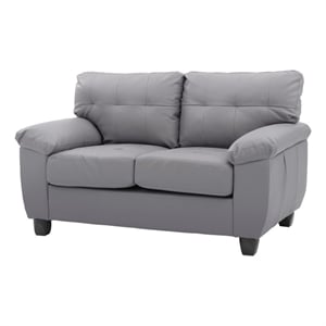 Maklaine 19&quot Contemporary Faux Leather Upholstered Loveseat in Gray