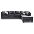 Maklaine Contemporary Faux Leather Living Room Sectional in Black