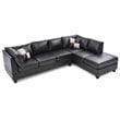 Maklaine Contemporary Faux Leather Living Room Sectional in Black