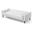 Maklaine Contemporary Faux Leather Sleeper Sofa in White Finish
