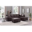 Maklaine Contemporary Faux Leather Sectional in Cappuccino Finish