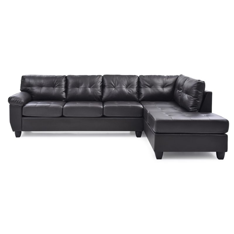 Maklaine Contemporary Faux Leather Sectional in Cappuccino Finish