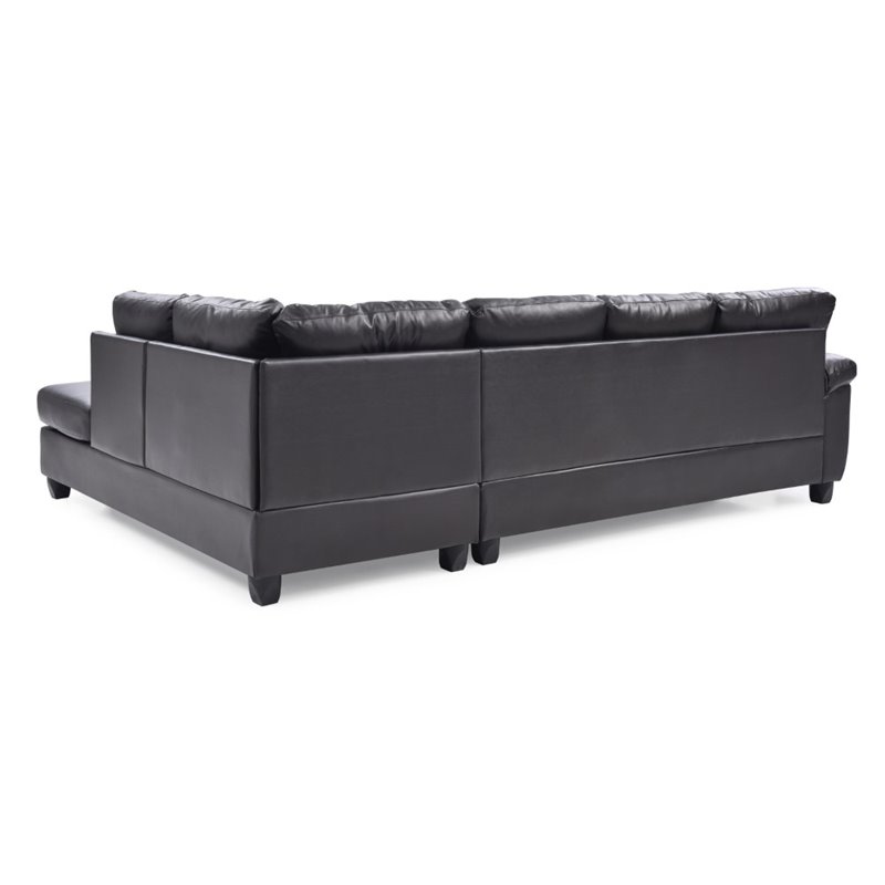 Maklaine Contemporary Faux Leather Sectional in Cappuccino Finish