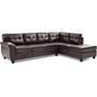 Maklaine Contemporary Faux Leather Sectional in Cappuccino Finish