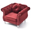 Maklaine Transitional Tufted Velvet Chair in Burgundy Finish