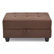 Maklaine Contemporary Microsuede Ottoman in Chocolate Finish