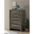 Maklaine Contemporary Engineered Wood 5 Drawer Chest in Gray
