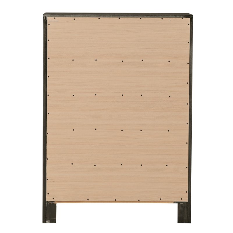 Maklaine Transitional Engineered Wood 5 Drawer Chest in Gray