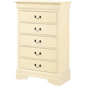 maklaine traditional engineered wood 5 drawer chest in beige