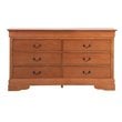 Maklaine Traditional Engineered Wood 6 Drawer Dresser in Oak