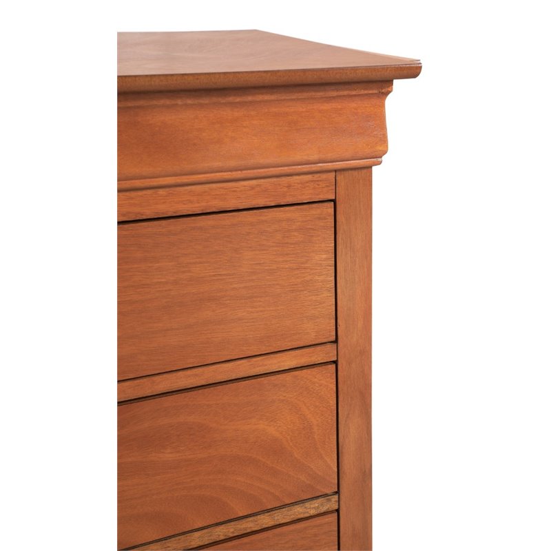 Maklaine Traditional Engineered Wood 6 Drawer Dresser in Oak