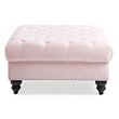 Maklaine Traditional Soft Plush Velvet Ottoman in Pink Finish