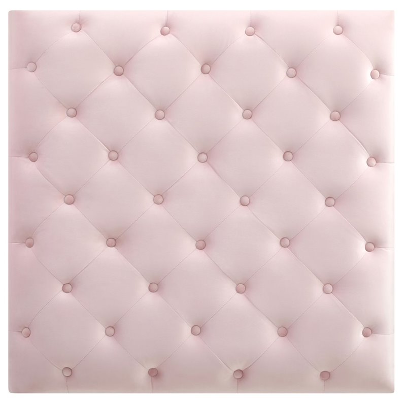 Maklaine Traditional Soft Plush Velvet Ottoman in Pink Finish
