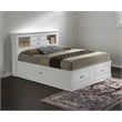 Maklaine Traditional Wood Queen Bookcase Storage Platform Bed in White