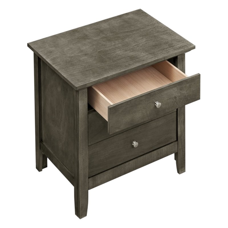 Maklaine Engineered Wooden 3 Drawer Nightstand in Gray Finish