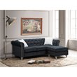 Maklaine Contemporary Soft Velvet Sofa Chaise in Black Finish