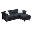 Maklaine Contemporary Soft Velvet Sofa Chaise in Black Finish