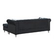Maklaine Contemporary Soft Velvet Sofa Chaise in Black Finish