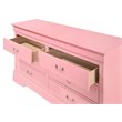Maklaine Traditional Engineered Wood 6 Drawer Dresser in Pink